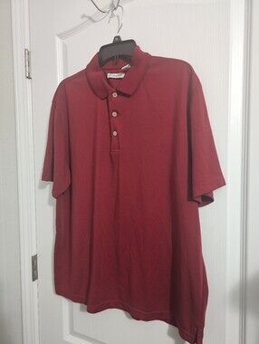 Cubavera Polo Shirt Mens XL Short Sleeve Solid Red Textured Ribbed Golf